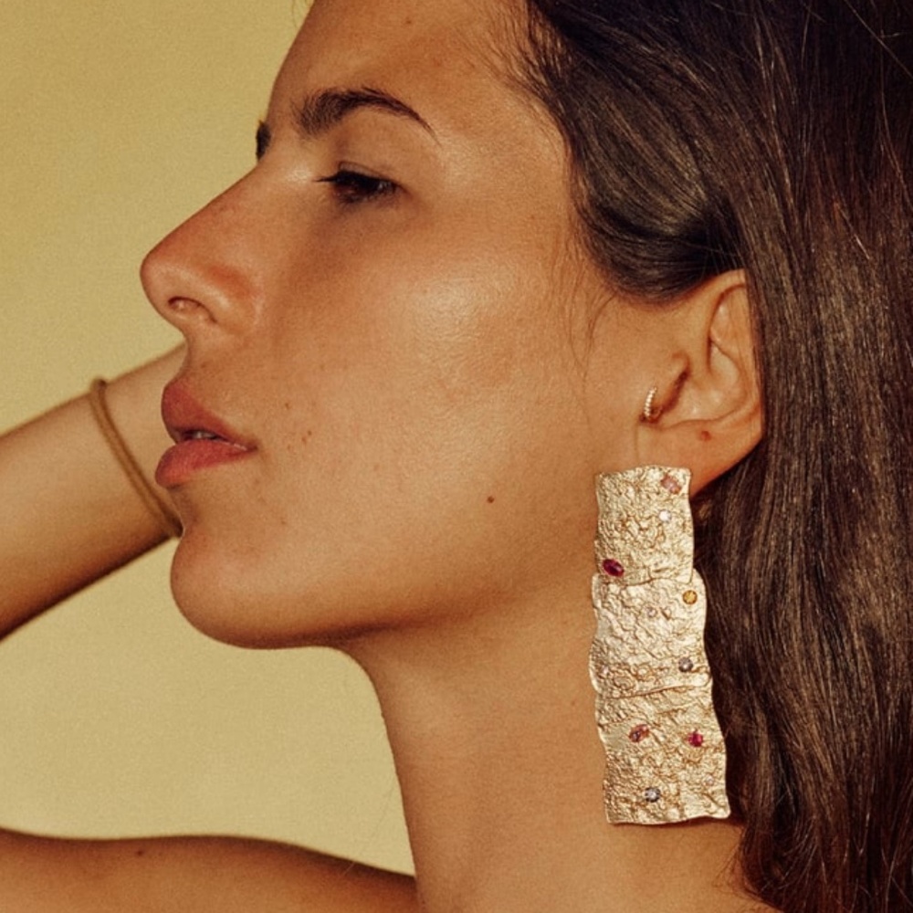 Zara limited edition huge studded golden earrings you can’t miss